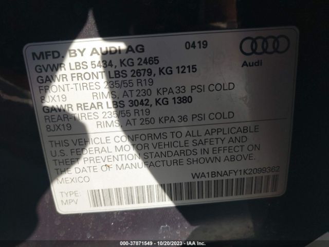 Photo 8 VIN: WA1BNAFY1K2099362 - AUDI Q5 