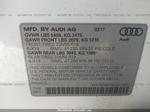 Photo 8 VIN: WA1BNAFY2J2010932 - AUDI Q5 