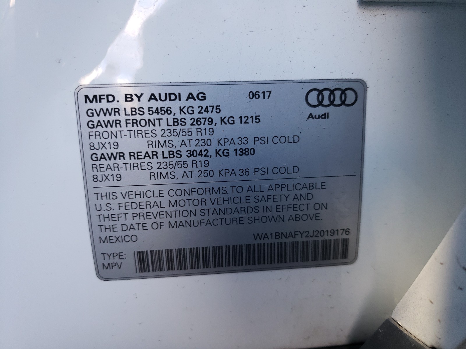 Photo 9 VIN: WA1BNAFY2J2019176 - AUDI Q5 