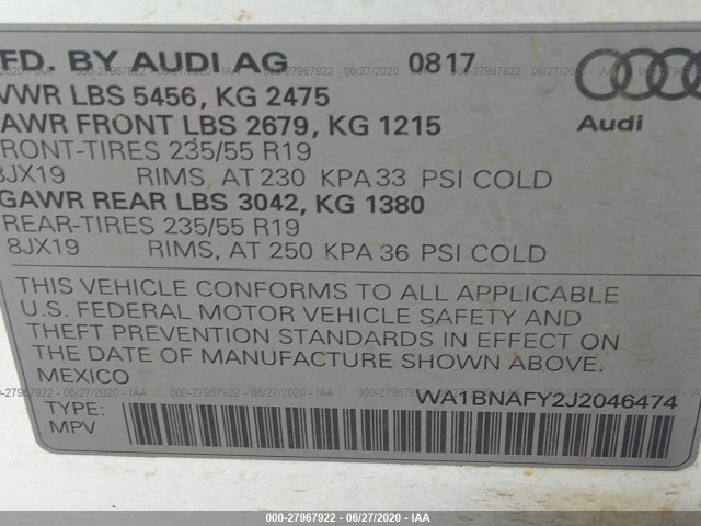 Photo 8 VIN: WA1BNAFY2J2046474 - AUDI Q5 