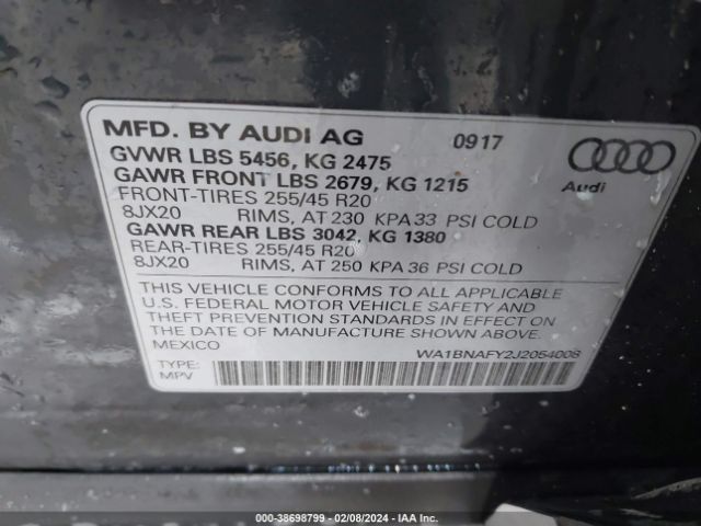 Photo 8 VIN: WA1BNAFY2J2054008 - AUDI Q5 