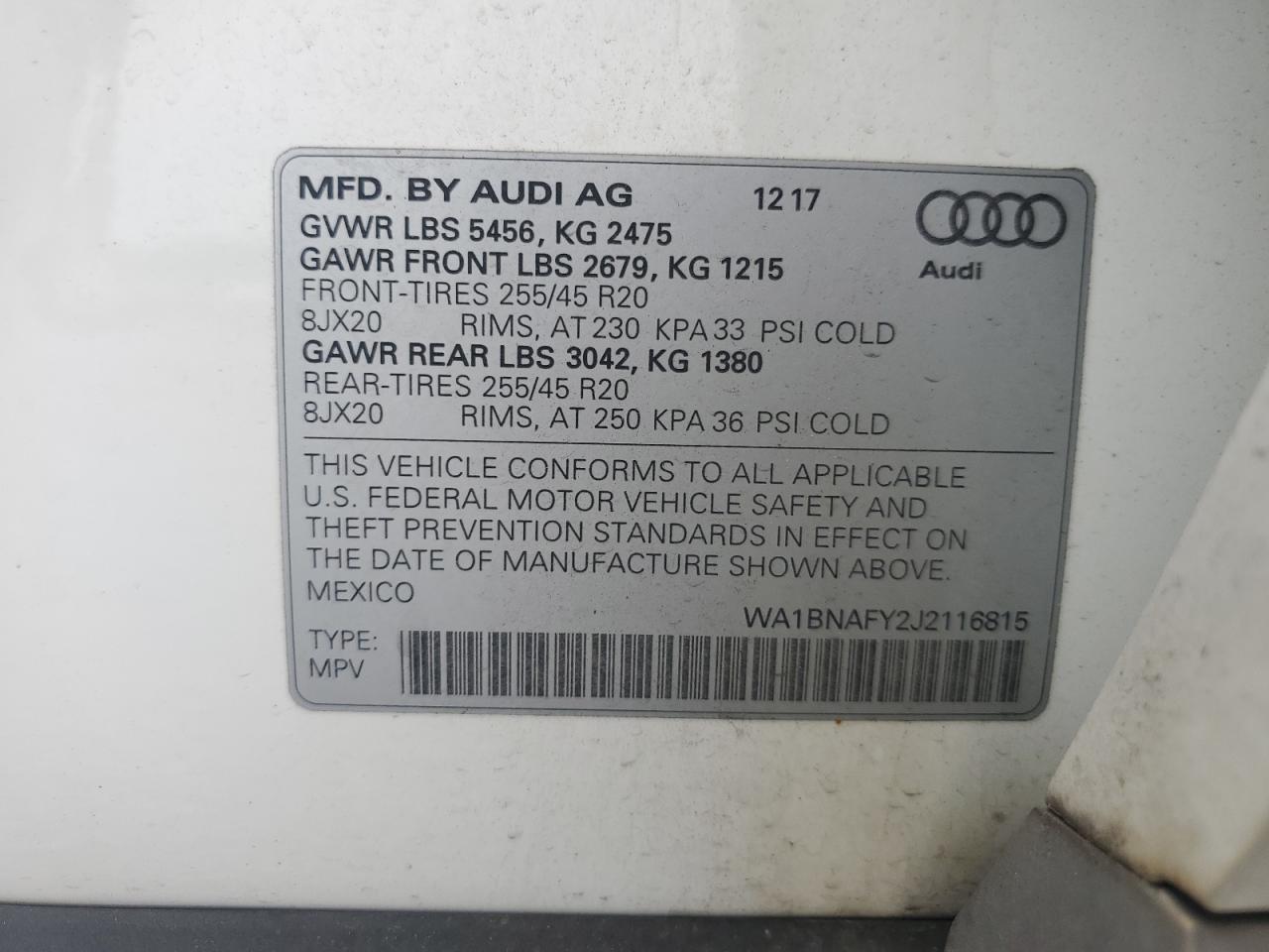 Photo 12 VIN: WA1BNAFY2J2116815 - AUDI Q5 