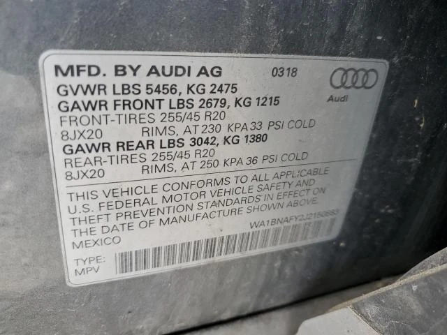 Photo 12 VIN: WA1BNAFY2J2150883 - AUDI Q5 PREMIUM 