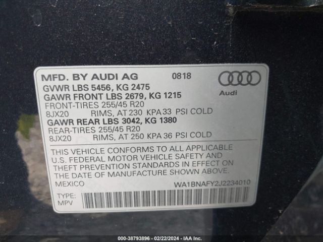 Photo 8 VIN: WA1BNAFY2J2234010 - AUDI Q5 