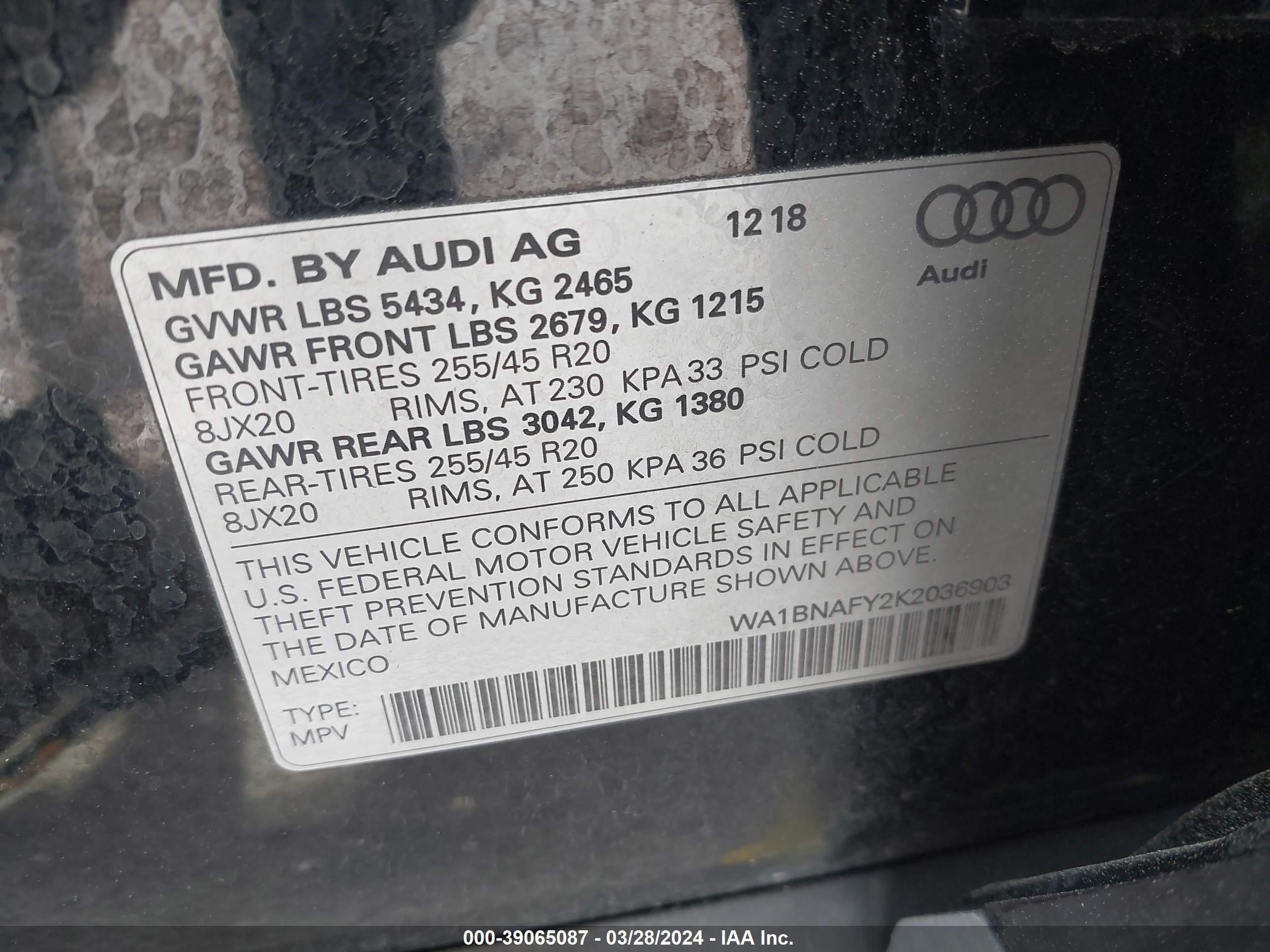 Photo 8 VIN: WA1BNAFY2K2036903 - AUDI Q5 