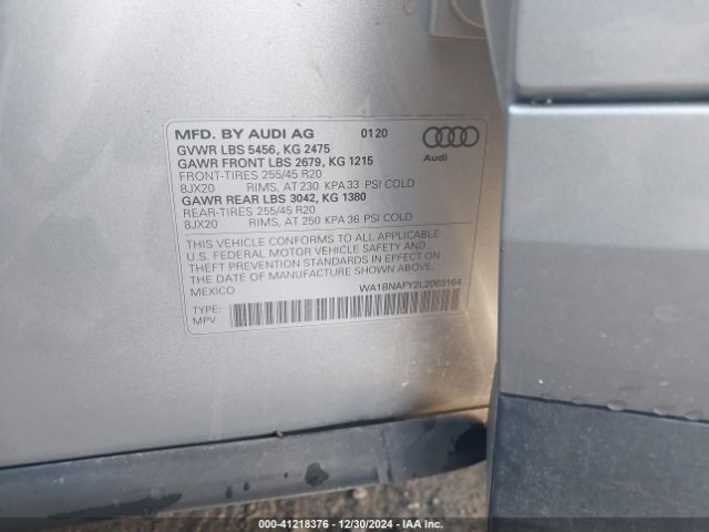 Photo 8 VIN: WA1BNAFY2L2063164 - AUDI Q5 