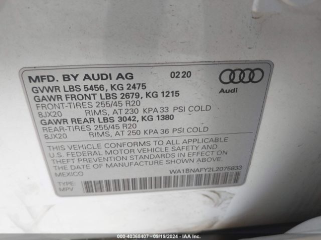 Photo 8 VIN: WA1BNAFY2L2075833 - AUDI Q5 