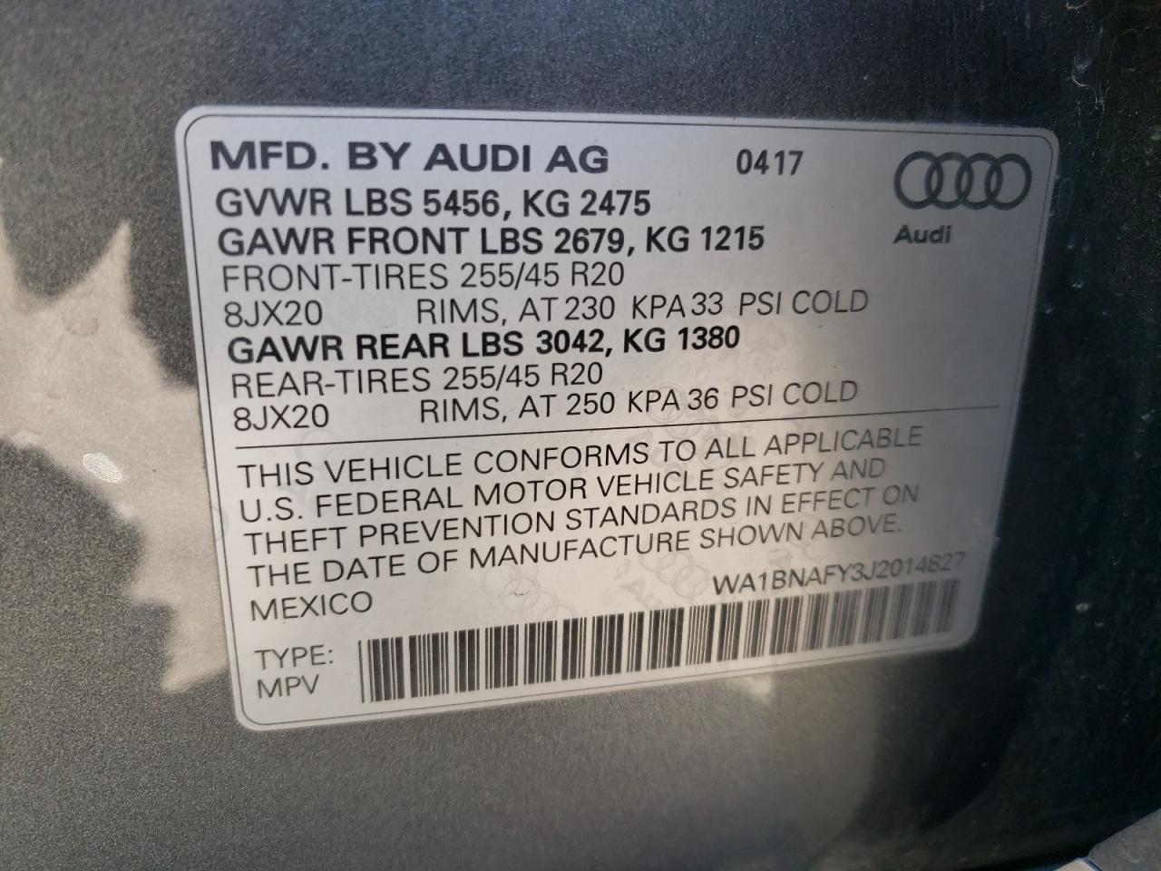 Photo 12 VIN: WA1BNAFY3J2014827 - AUDI Q5 