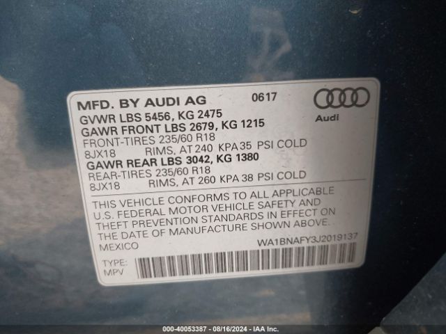 Photo 8 VIN: WA1BNAFY3J2019137 - AUDI Q5 