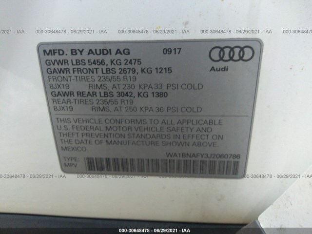 Photo 8 VIN: WA1BNAFY3J2060786 - AUDI Q5 