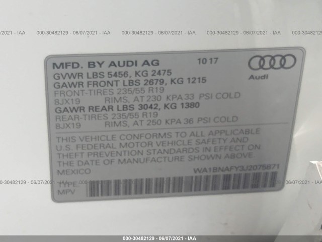 Photo 8 VIN: WA1BNAFY3J2075871 - AUDI Q5 