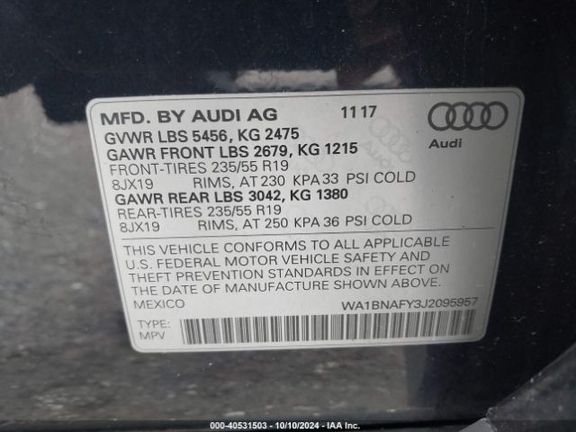 Photo 8 VIN: WA1BNAFY3J2095957 - AUDI Q5 