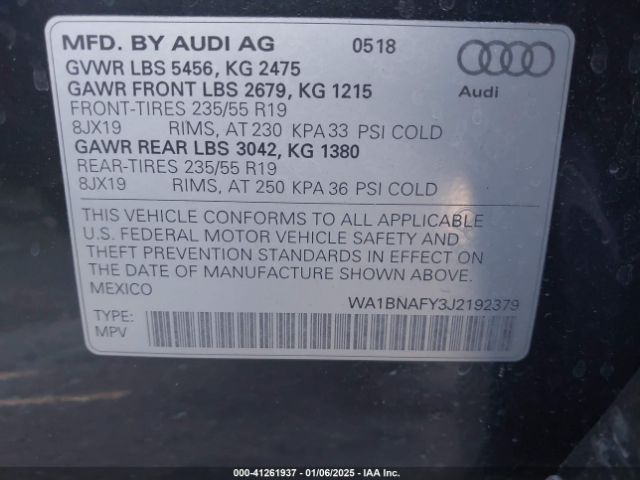 Photo 8 VIN: WA1BNAFY3J2192379 - AUDI Q5 