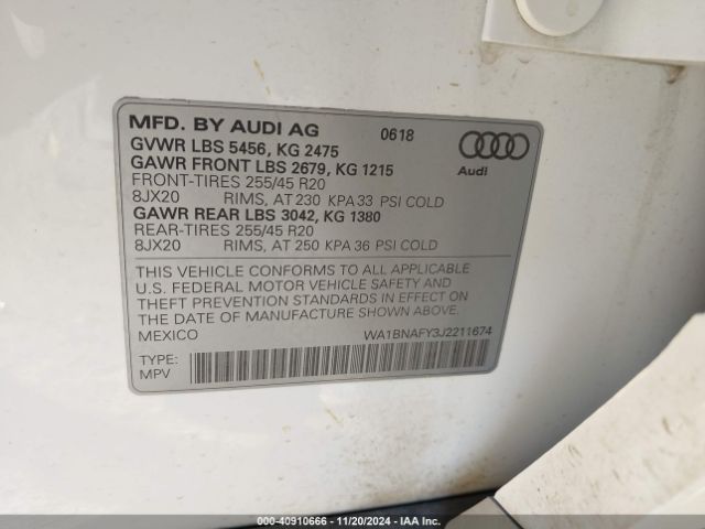 Photo 8 VIN: WA1BNAFY3J2211674 - AUDI Q5 