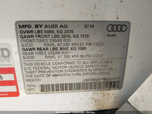 Photo 8 VIN: WA1BNAFY3J2213277 - AUDI Q5 