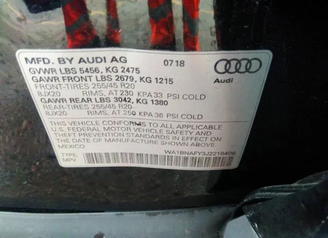 Photo 8 VIN: WA1BNAFY3J2216406 - AUDI Q5 