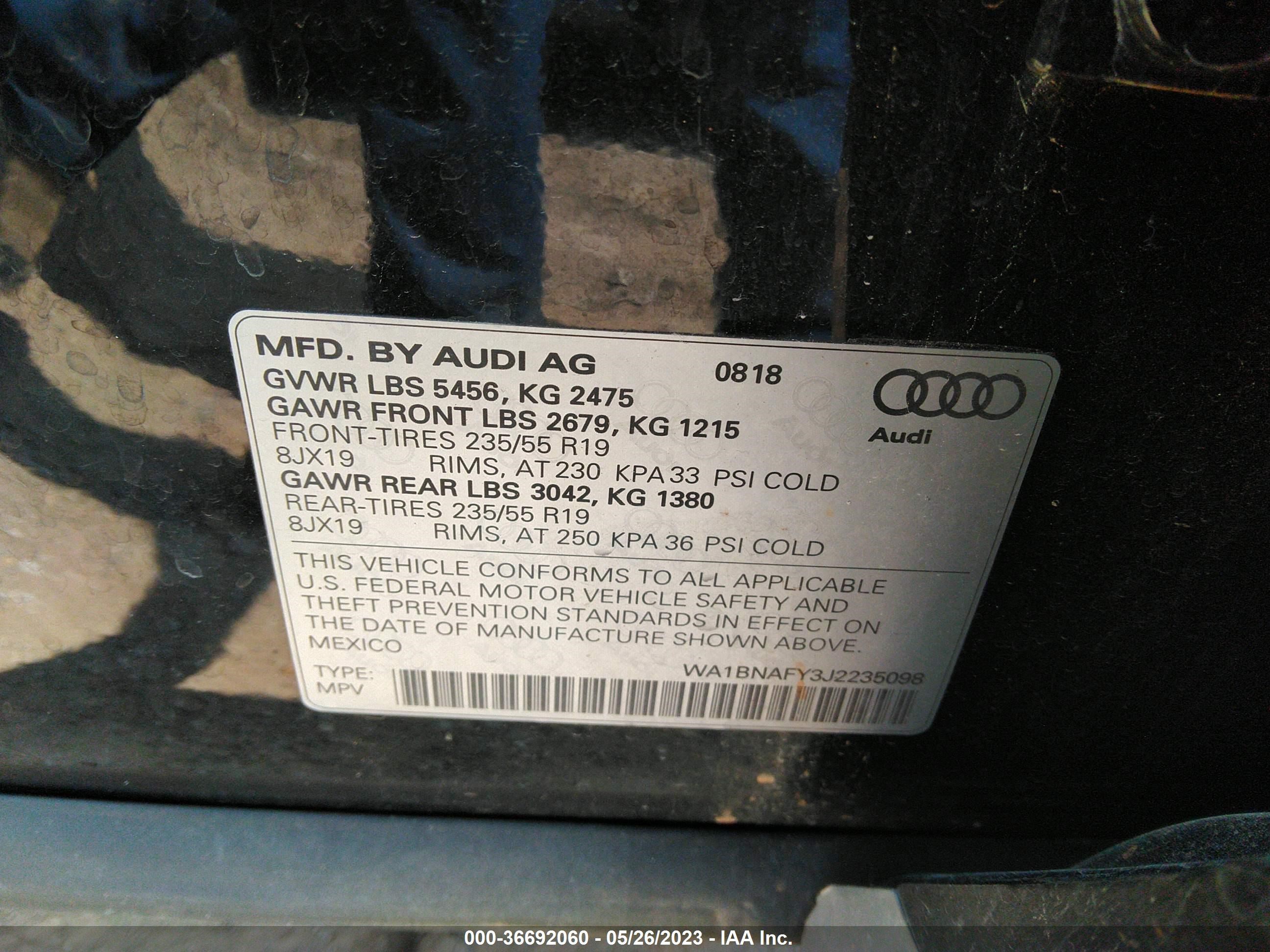 Photo 8 VIN: WA1BNAFY3J2235098 - AUDI Q5 