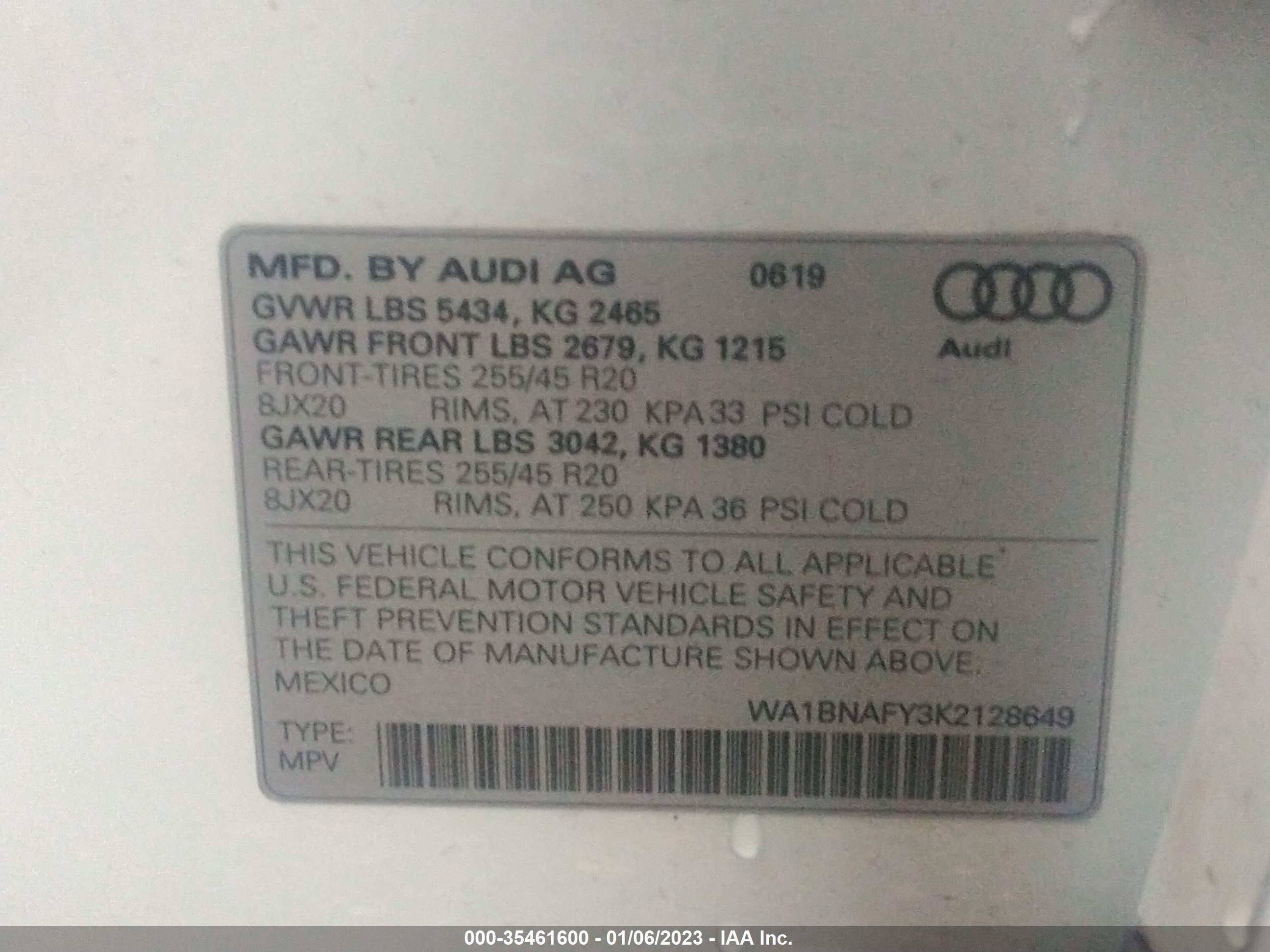 Photo 8 VIN: WA1BNAFY3K2128649 - AUDI Q5 