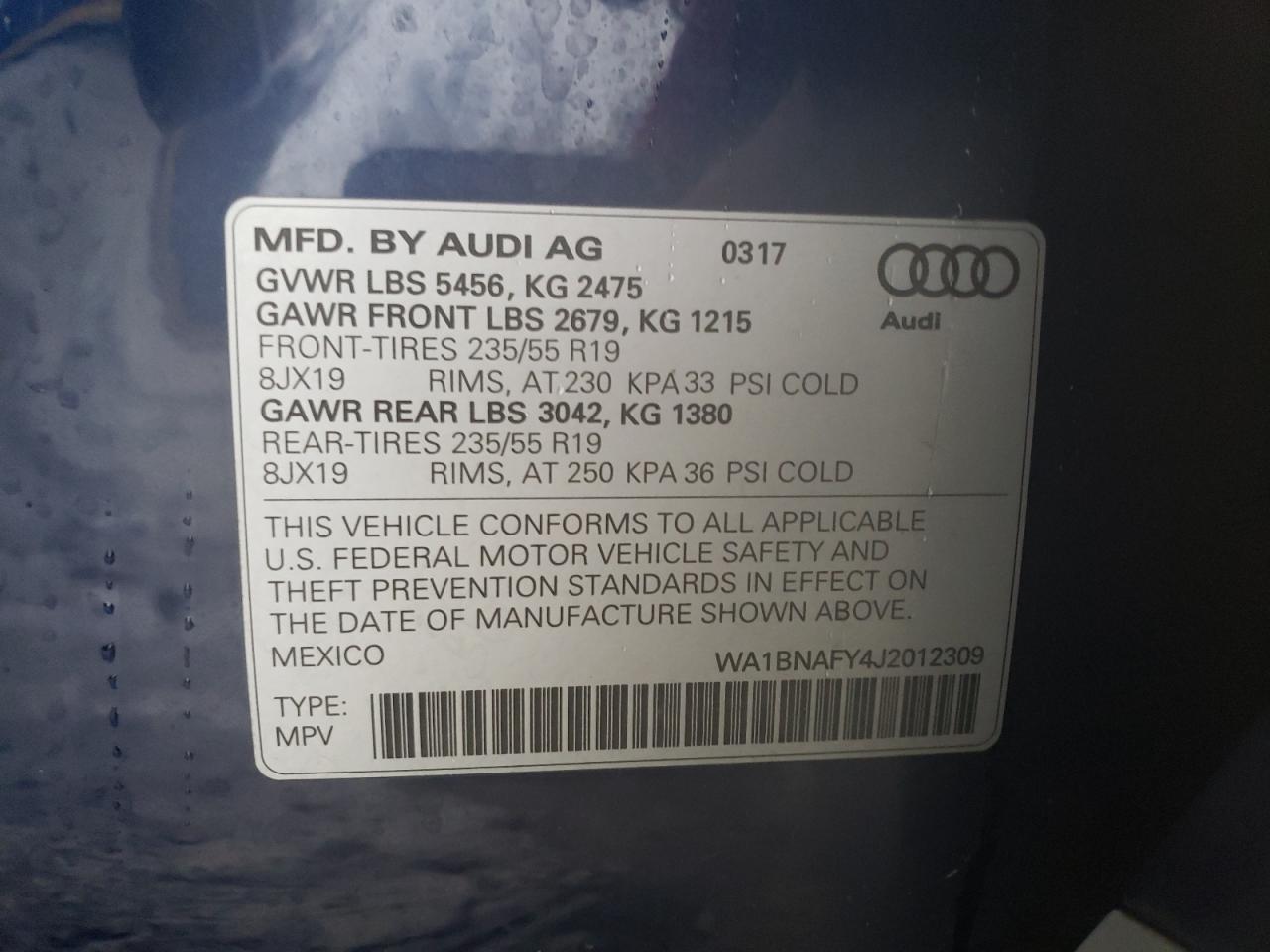 Photo 12 VIN: WA1BNAFY4J2012309 - AUDI Q5 