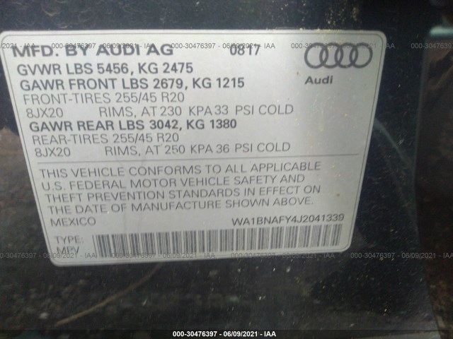 Photo 8 VIN: WA1BNAFY4J2041339 - AUDI Q5 