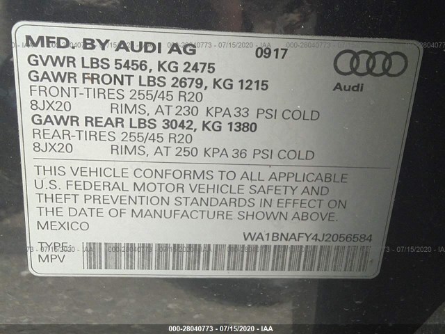 Photo 8 VIN: WA1BNAFY4J2056584 - AUDI Q5 