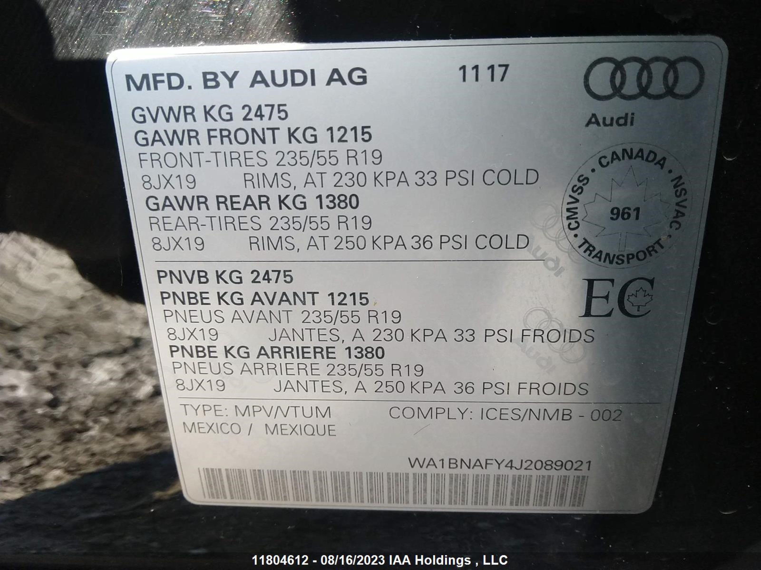 Photo 8 VIN: WA1BNAFY4J2089021 - AUDI Q5 