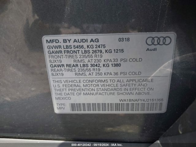 Photo 8 VIN: WA1BNAFY4J2151355 - AUDI Q5 