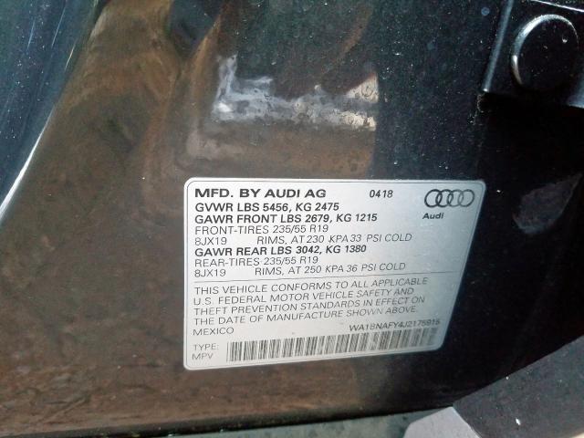 Photo 9 VIN: WA1BNAFY4J2175915 - AUDI Q5 PREMIUM 