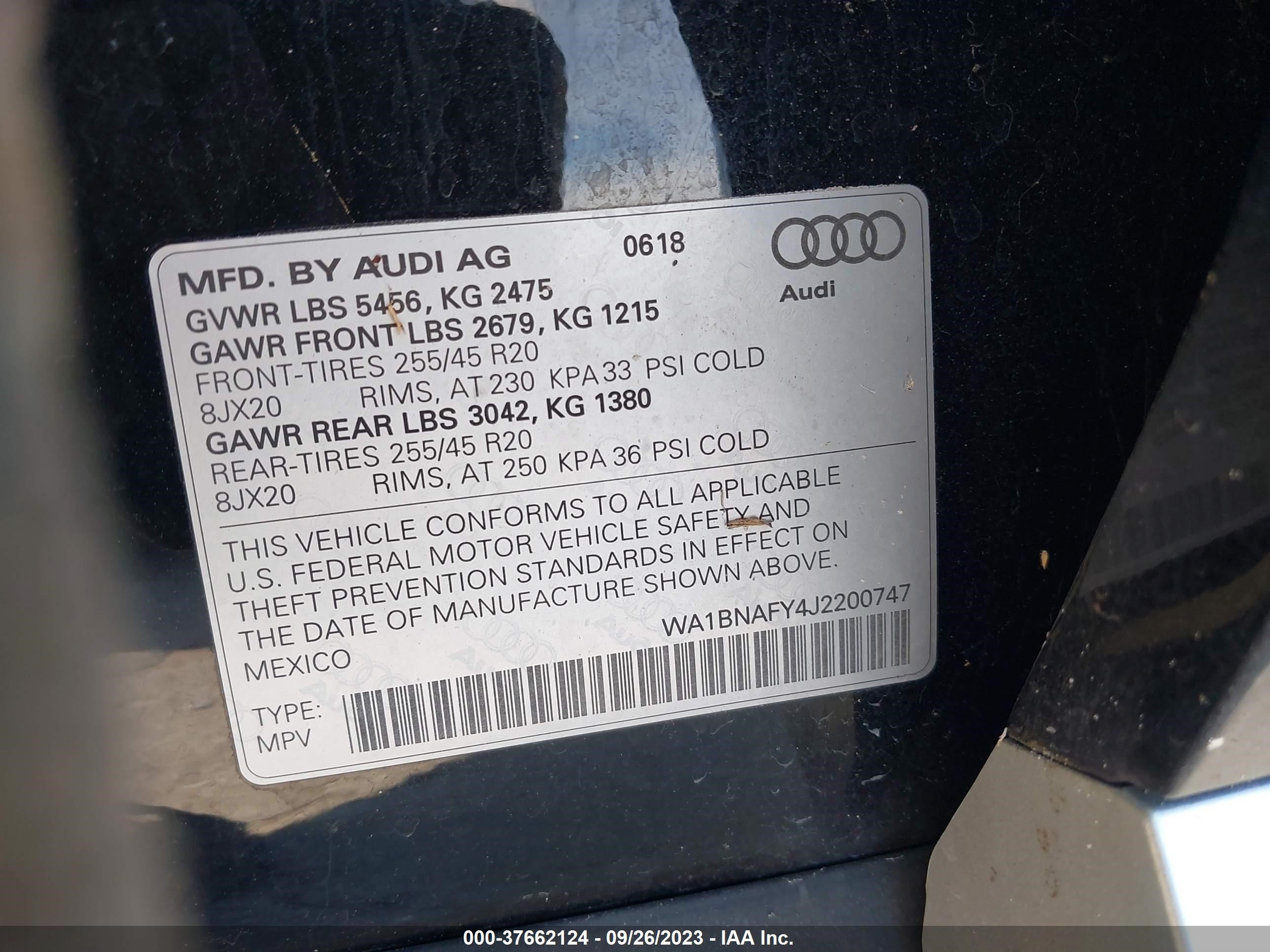 Photo 8 VIN: WA1BNAFY4J2200747 - AUDI Q5 