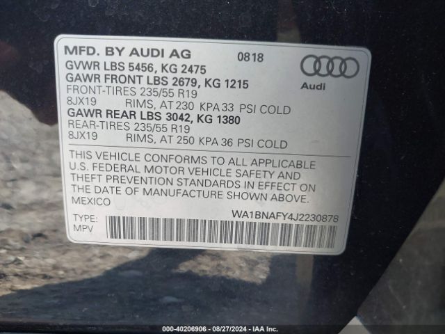 Photo 8 VIN: WA1BNAFY4J2230878 - AUDI Q5 