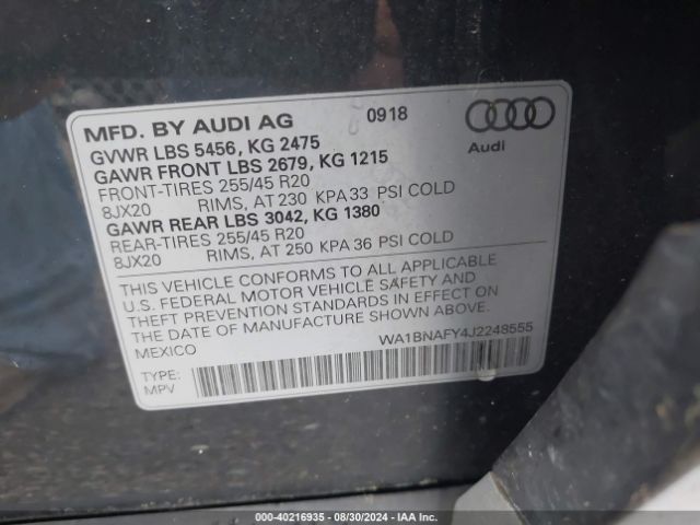 Photo 8 VIN: WA1BNAFY4J2248555 - AUDI Q5 