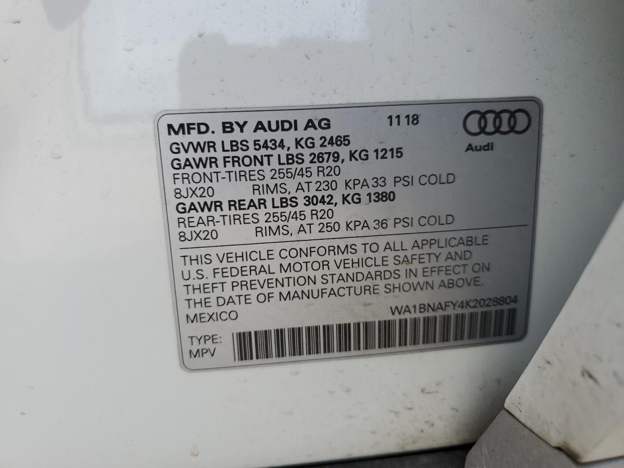 Photo 12 VIN: WA1BNAFY4K2028804 - AUDI Q5 