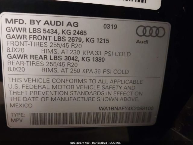 Photo 8 VIN: WA1BNAFY4K2088100 - AUDI Q5 