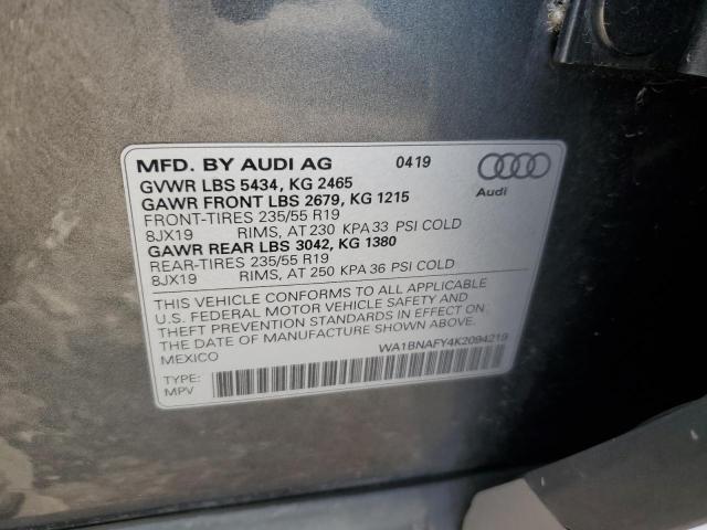 Photo 11 VIN: WA1BNAFY4K2094219 - AUDI Q5 PREMIUM 