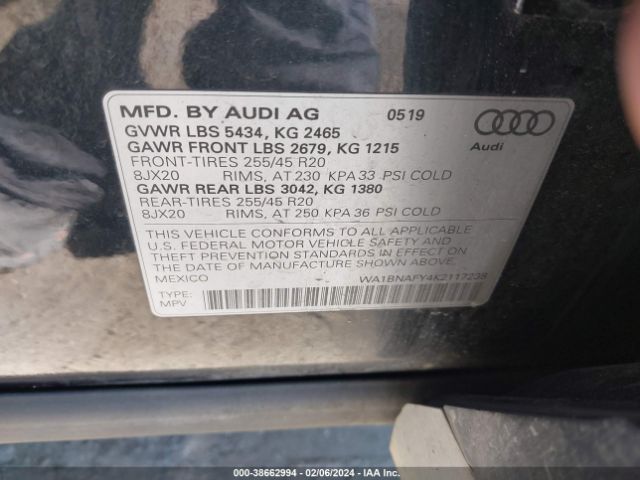 Photo 8 VIN: WA1BNAFY4K2117238 - AUDI Q5 