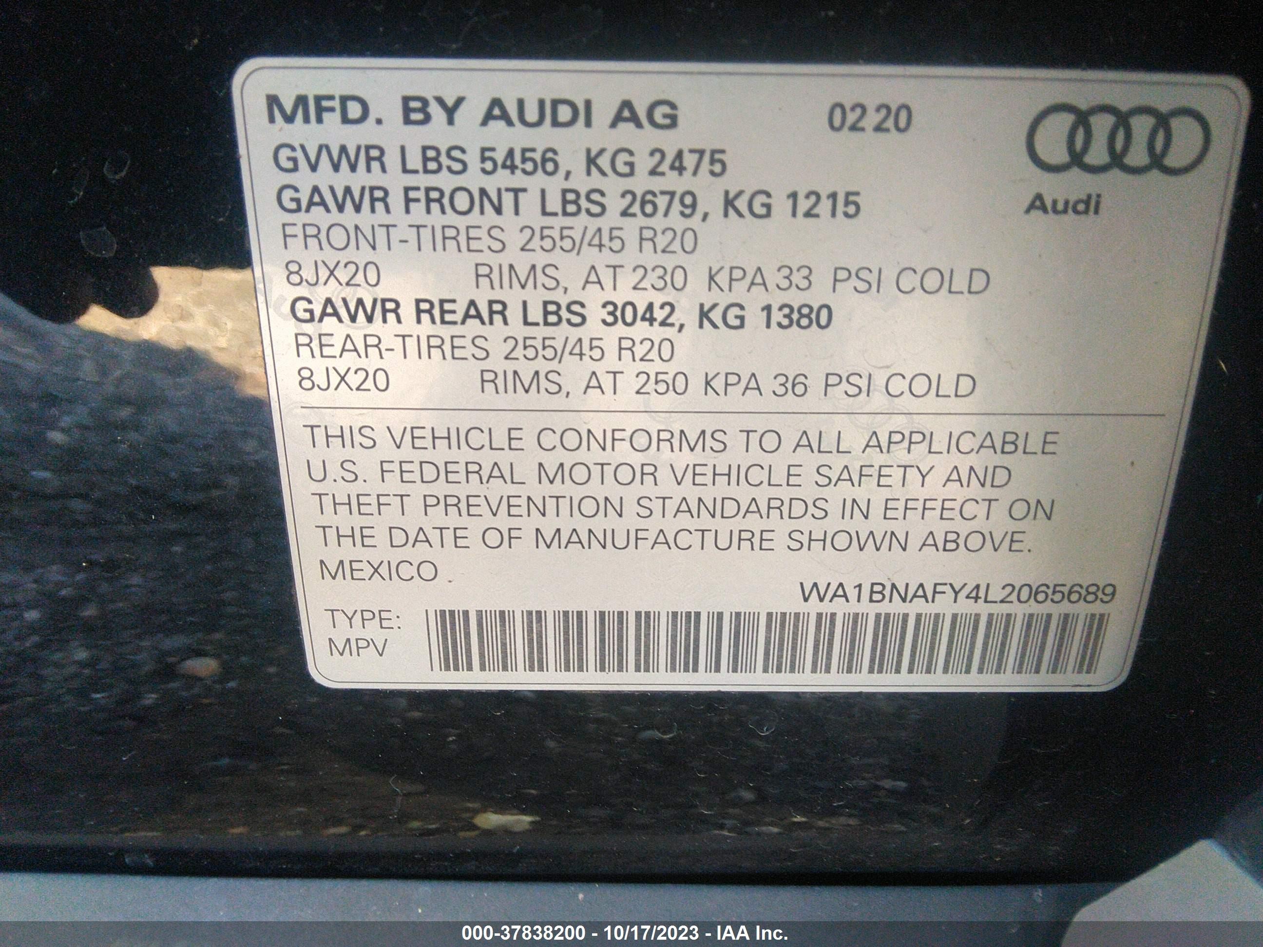 Photo 8 VIN: WA1BNAFY4L2065689 - AUDI Q5 