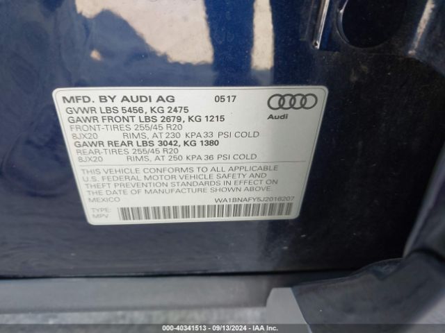 Photo 8 VIN: WA1BNAFY5J2016207 - AUDI Q5 