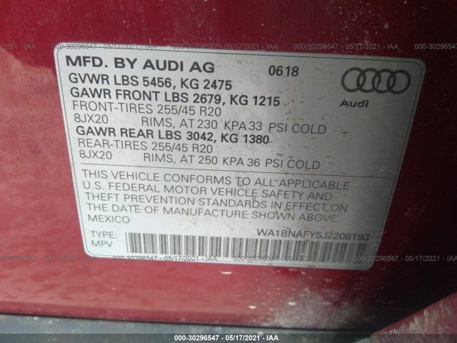 Photo 8 VIN: WA1BNAFY5J2208193 - AUDI Q5 