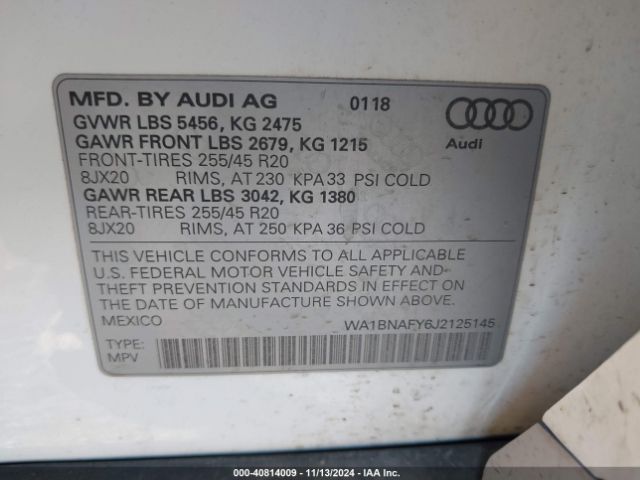 Photo 8 VIN: WA1BNAFY6J2125145 - AUDI Q5 