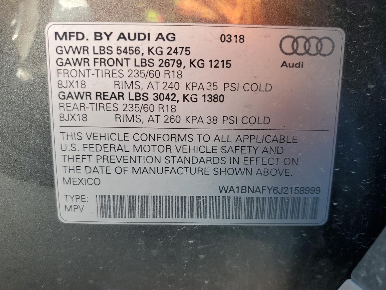 Photo 12 VIN: WA1BNAFY6J2158999 - AUDI Q5 