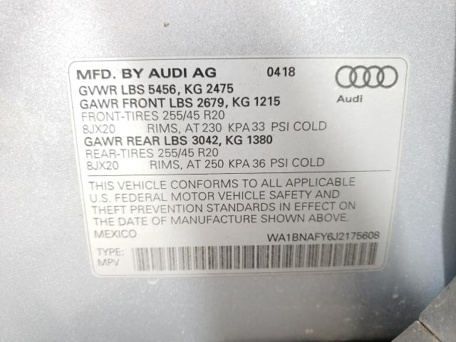 Photo 9 VIN: WA1BNAFY6J2175608 - AUDI Q5 PREMIUM 