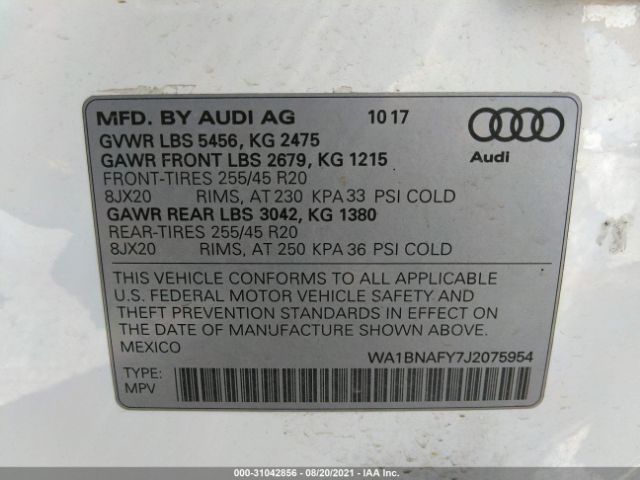 Photo 8 VIN: WA1BNAFY7J2075954 - AUDI Q5 