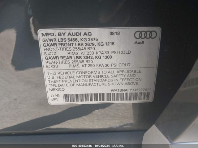 Photo 8 VIN: WA1BNAFY7J2227411 - AUDI Q5 