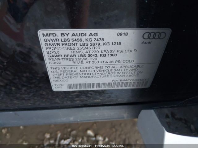 Photo 8 VIN: WA1BNAFY7J2248002 - AUDI Q5 