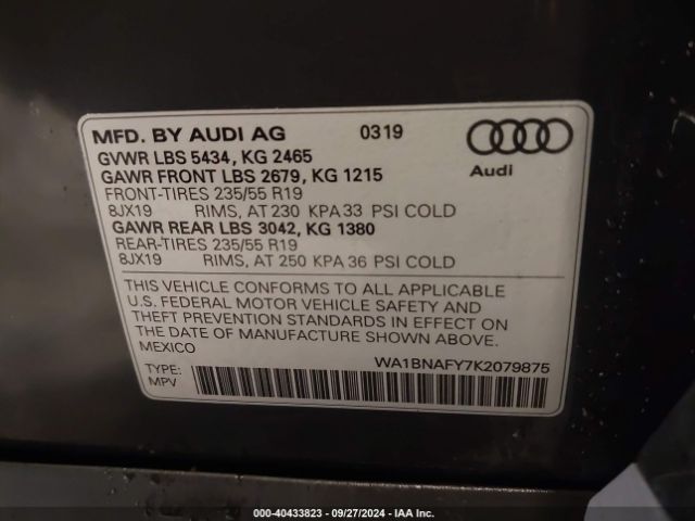 Photo 8 VIN: WA1BNAFY7K2079875 - AUDI Q5 