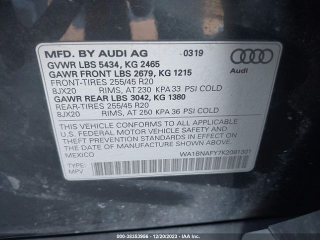 Photo 8 VIN: WA1BNAFY7K2091301 - AUDI Q5 