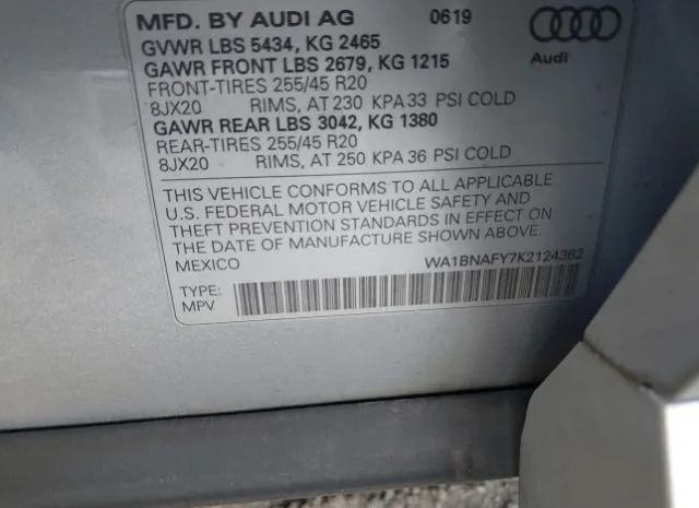 Photo 8 VIN: WA1BNAFY7K2124362 - AUDI Q5 