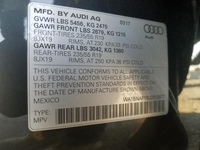 Photo 9 VIN: WA1BNAFY8J2010577 - AUDI Q5 PREMIUM 