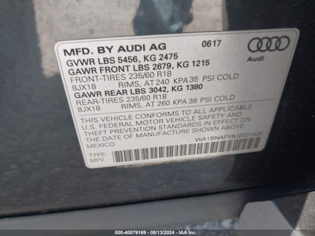 Photo 8 VIN: WA1BNAFY8J2021420 - AUDI Q5 