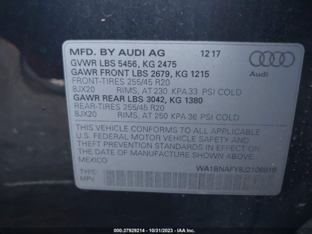 Photo 8 VIN: WA1BNAFY8J2106919 - AUDI Q5 